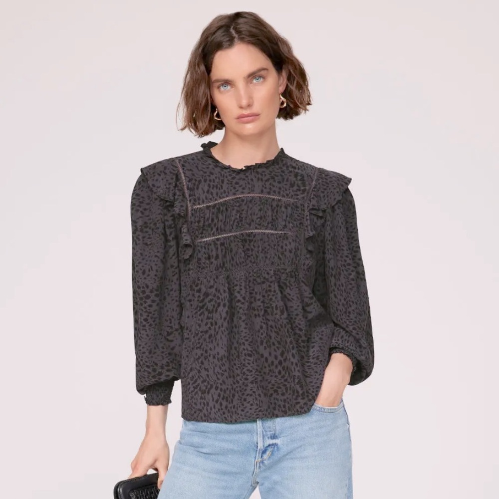 RAILS Kadi Top Spotted Slate Charcoal Gray Women's Small - Picture 2 of 12